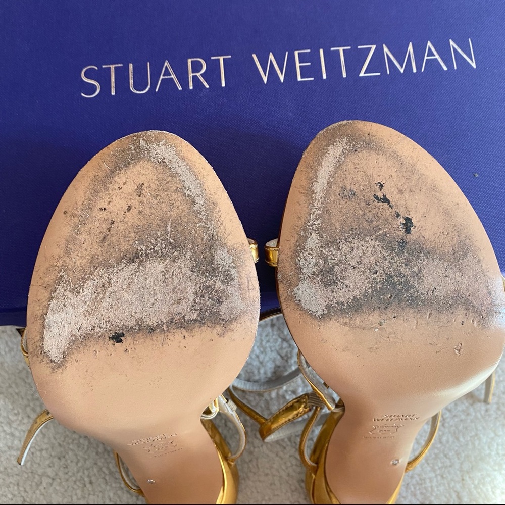Gold Stuart Weitzman Courtesan Sandals Heels - image 8